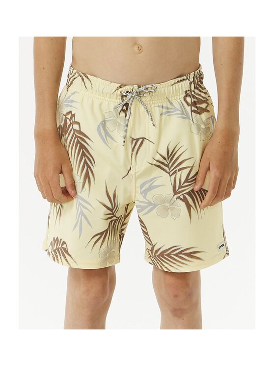 Szorty kąpielowe, rozmiar 12Y, Żółte, Surf Revival Floral Volley-Boy