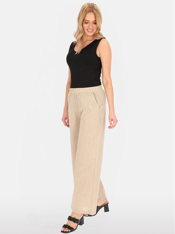 Perso Perso Spodnie damskie PTE252689F Beżowy Regular Fit