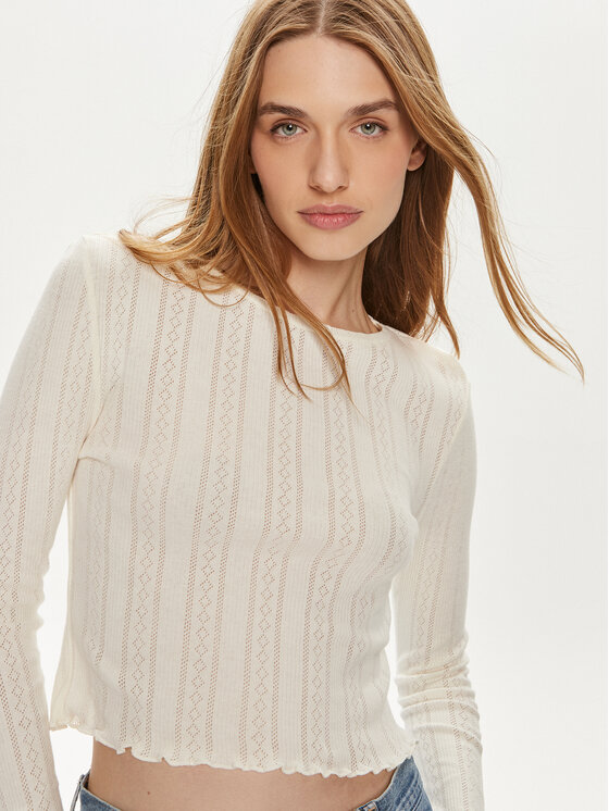 Noisy May Noisy May Majica Judy 27022037 Écru Slim Fit