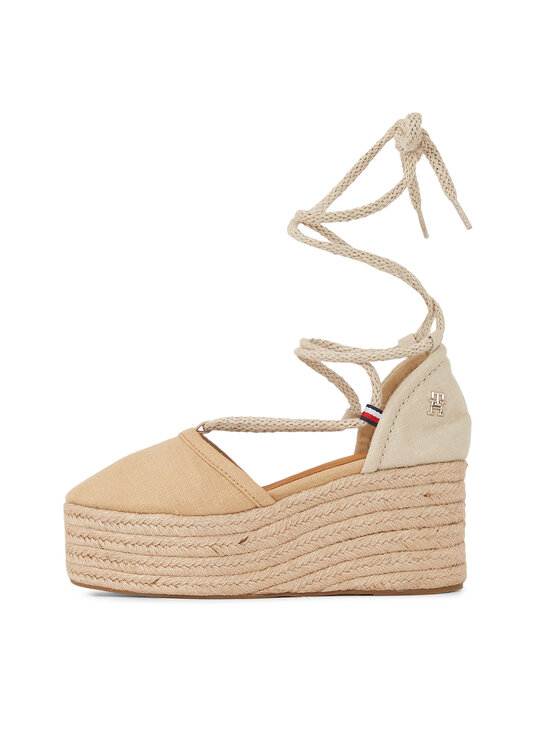 Tommy Hilfiger Tommy Hilfiger Espadrillid Closed Toe Linen Flatform FW0FW07746 Beež