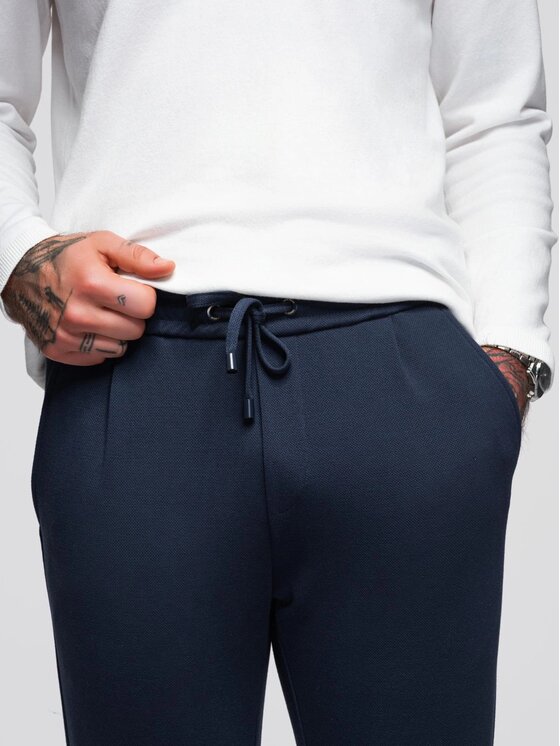 Ombre Ombre Spodnie materiałowe OM-PACP-0283 Granatowy Regular Fit