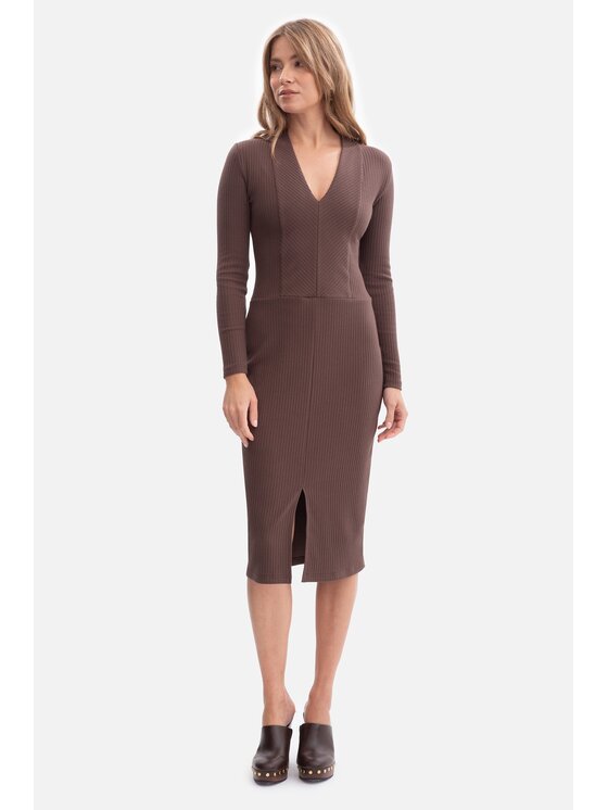 BeWear BeWear Sukienka dzianinowa b307 Brązowy Baggy Fit