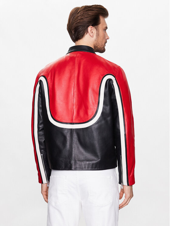 J.Lindeberg Veste en cuir Boris FMLW07700 Multicolore Regular Fit
