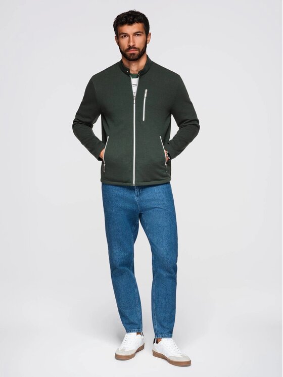 Ombre Ombre Kurtka przejściowa OM-JANP-0229 Zielony Regular Fit