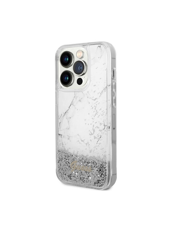 Guess Guess Etui na telefon Liquid Glitter Marble Biały