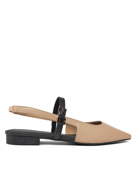 Tommy Hilfiger Tommy Hilfiger Sandale Leather Sling Back Ballerina FW0FW07772 Bež
