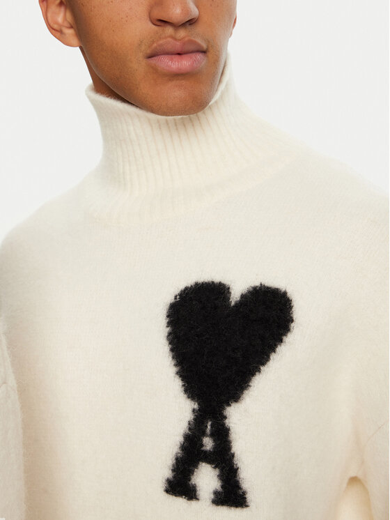 AMI PARIS AMI PARIS Rollkragenpullover SPUKS425.KN0032 Écru Relaxed Fit