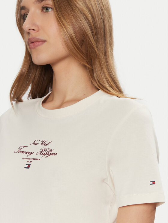 Tommy Hilfiger Tommy Hilfiger T-krekls WW0WW43895 Écru Regular Fit