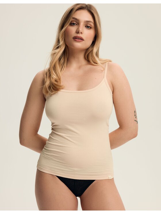 Esotiq Esotiq Top 32737-80X Beżowy Slim Fit