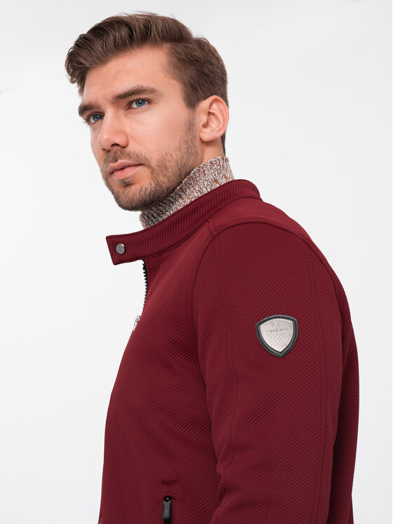 Ombre Ombre Kurtka przejściowa OM-JANP-0138 Bordowy Regular Fit
