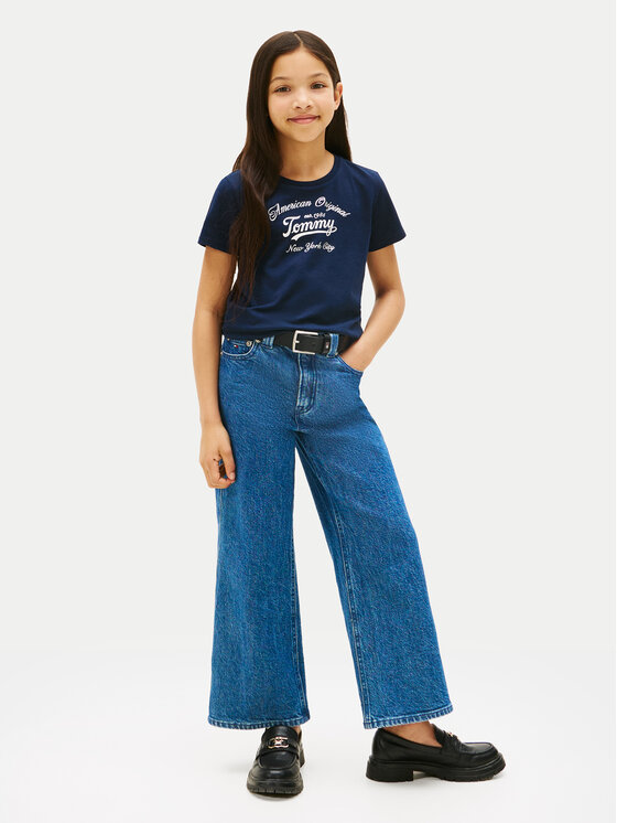 Tommy Hilfiger Tommy Hilfiger T-Shirt Script KG0KG08636 Granatowy Regular Fit
