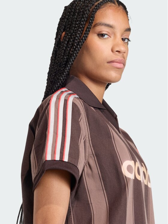 adidas adidas Koszulka techniczna TWILL FOOTBALL JERSEY Brązowy ciemny Loose Fit
