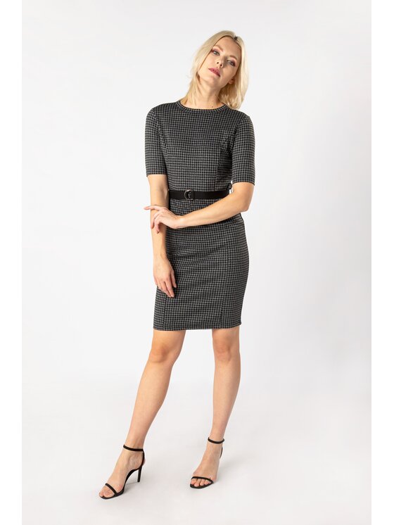 QUIOSQUE QUIOSQUE Každodenné šaty SZACH DRESS BIS Sivá Regular Fit
