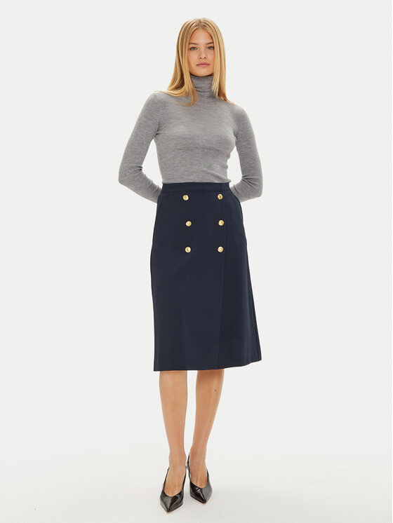 Tommy Hilfiger Tommy Hilfiger Midi szoknya WW0WW43628 Sötétkék Regular Fit