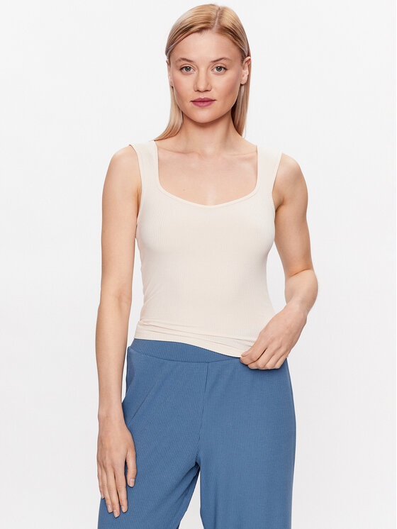 Triumph Zgornji Del Pižame Natural Spotlight Camisole 10214842 Écru Regular Fit