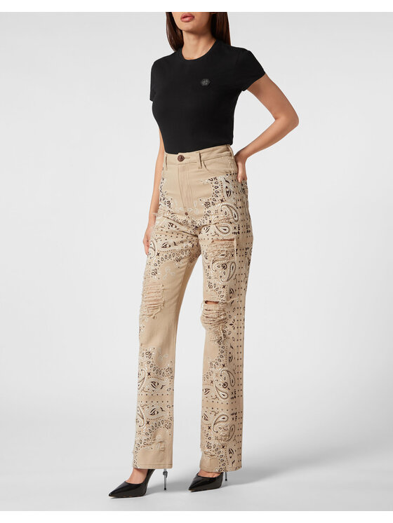 PHILIPP PLEIN PHILIPP PLEIN Jeansy 2947 Béžová Palazzo Fit