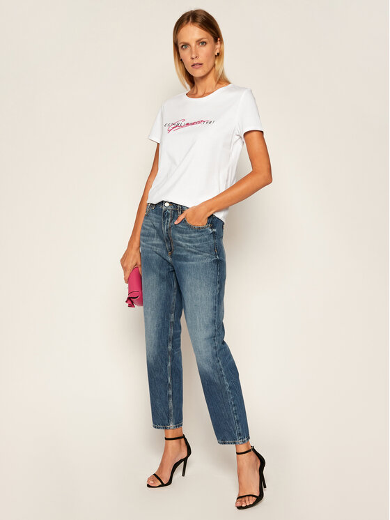 Guess Guess Tričko Ss Cn Genziana Tee W0YI47 I3Z00 Biela Slim Fit