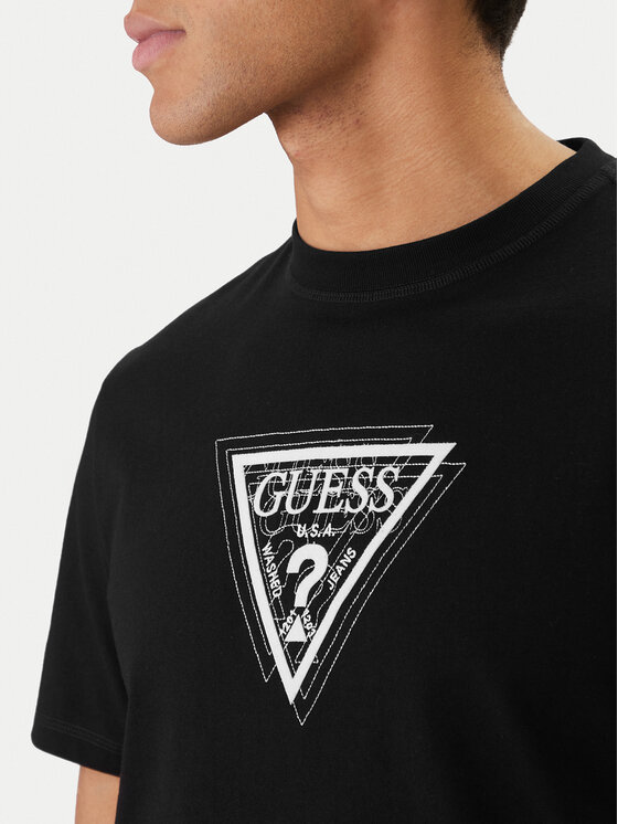 Guess Guess Tričko M6RI23 K8FQ4 Čierna Regular Fit