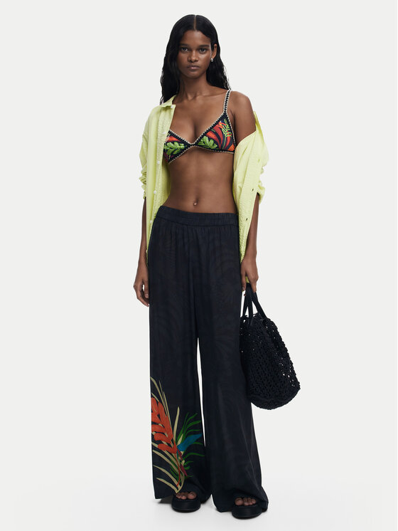 Desigual Desigual Palazzo nohavice 25SWMW02 Čierna Wide Leg