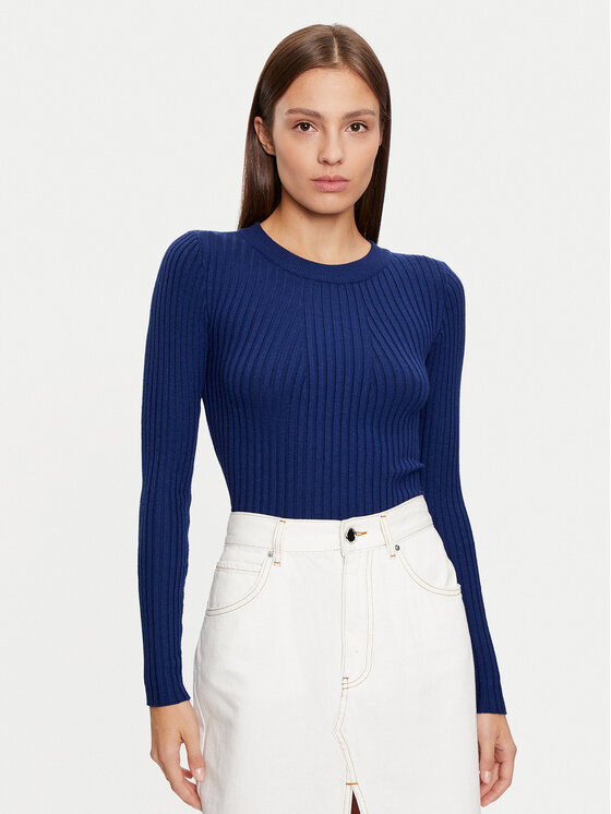 Pieces Pieces Пуловер Crista 17115047 Тъмносин Slim Fit