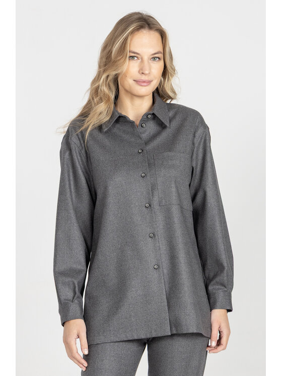 Deni Cler Milano Deni Cler Milano Koszula W-DC-1455-E5-I6-88-1 Szary Loose Fit