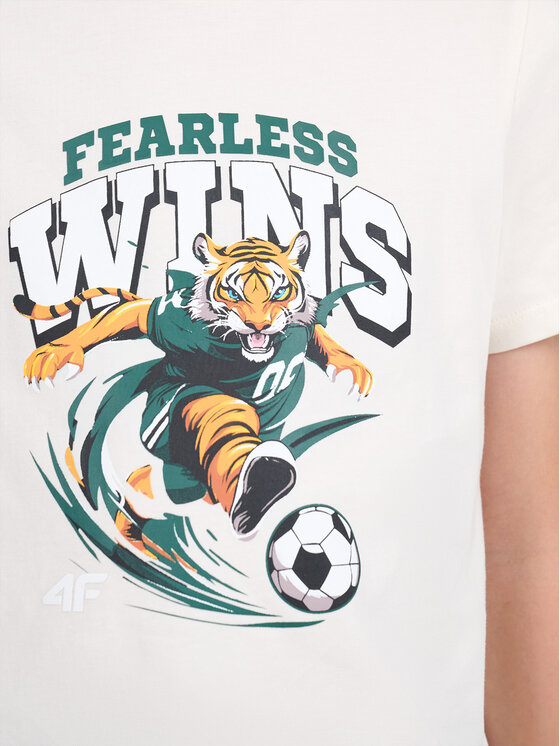 4F 4F T-Shirt 4FJWAW26TTSHM3513-11S Biały Basic Fit