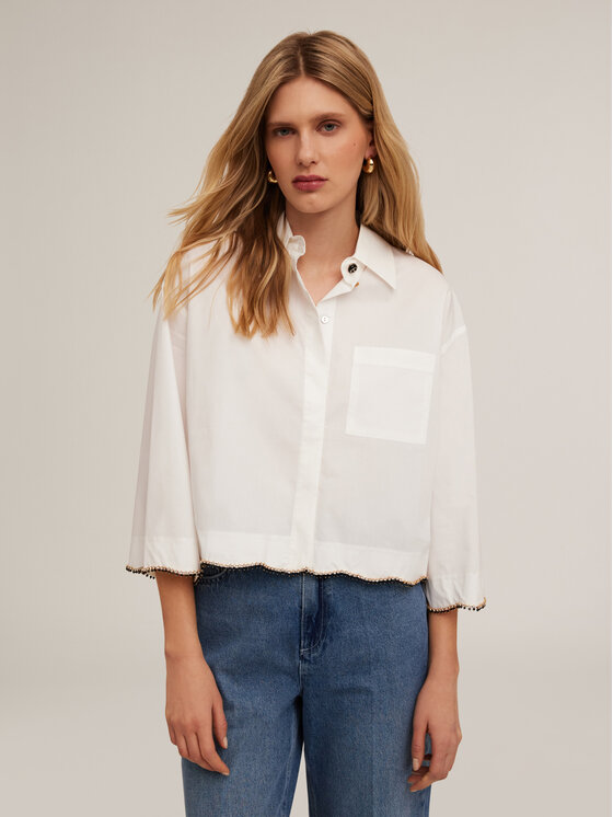 Motivi Motivi Camicia 5199Q000745N011 Bianco Regular Fit