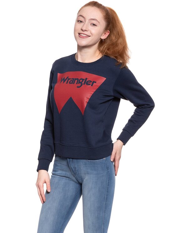 Wrangler Wrangler Bluza LOGO CREW Niebieski Regular Fit