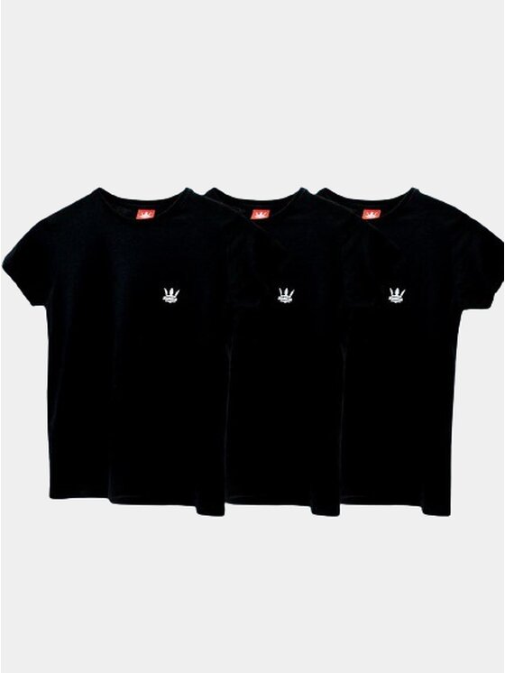 Jigga Wear Jigga Wear Komplet t-shirtów Zestaw 3 Damskich T-Shirtów Jigga Wear Mini Logo Czarny S Czarny Regular Fit