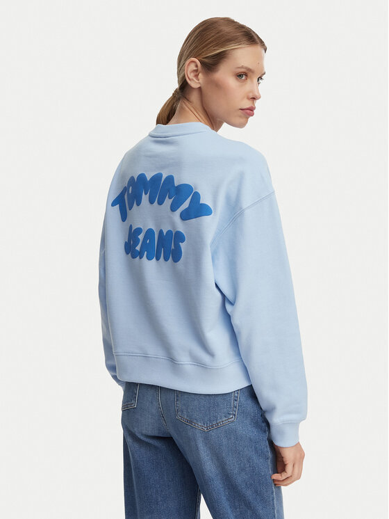 Tommy Jeans Hanorac Bubble Logo DW0DW22366 Albastru deschis Boxy Fit