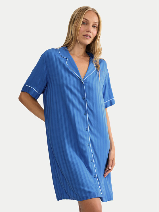 Triumph Triumph Naktiniai marškiniai Amourette Jacquard 10227274 Mėlyna Relaxed Fit