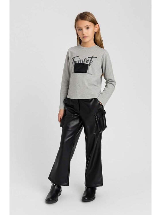TWINSET TWINSET Bluzka 242GJ2436 Szary Regular Fit