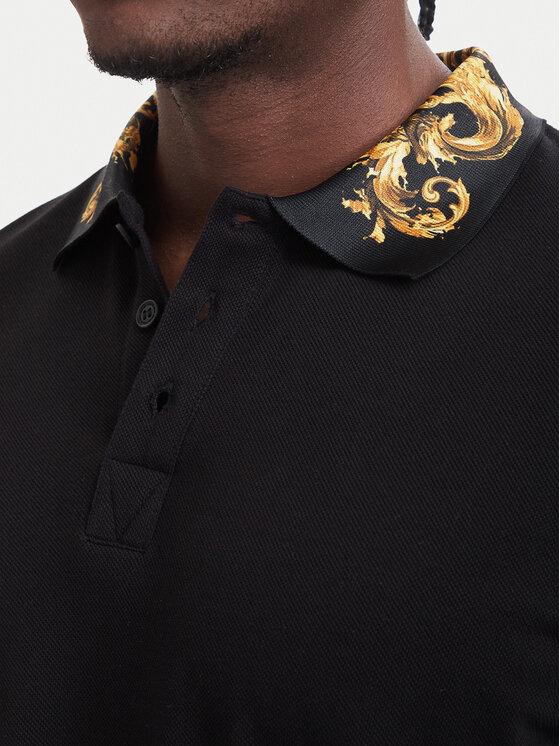 Versace Jeans Couture Versace Jeans Couture Тениска с яка и копчета 80GAGT12 CJ01T Черен Slim Fit