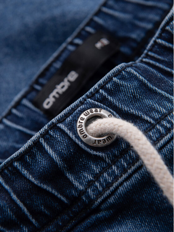 Ombre Ombre Džínové šortky OM-SRDS-0192 Tmavomodrá Slim Fit