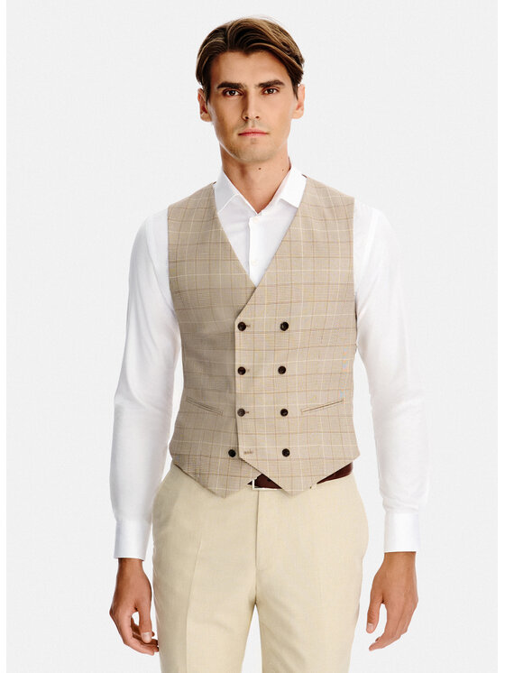 Pako Lorente Pako Lorente Kamizelka garniturowa P26SF-8X-015 Beżowy Slim Fit