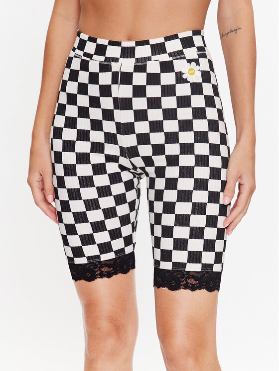 Vans Bikershorts Oversized Floral Legging Short VN00074S Schwarz Slim Fit Modivo