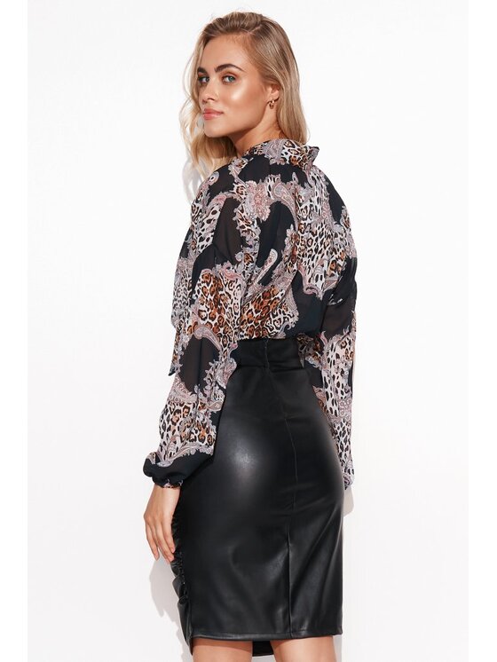 Makadamia Makadamia Bluzka M586 Czarny Comfortable Fit