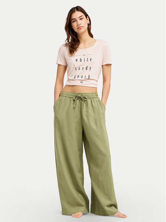 Roxy Roxy Pantaloni di tessuto Lekeitio Break ERJNP03545 Verde Wide Leg