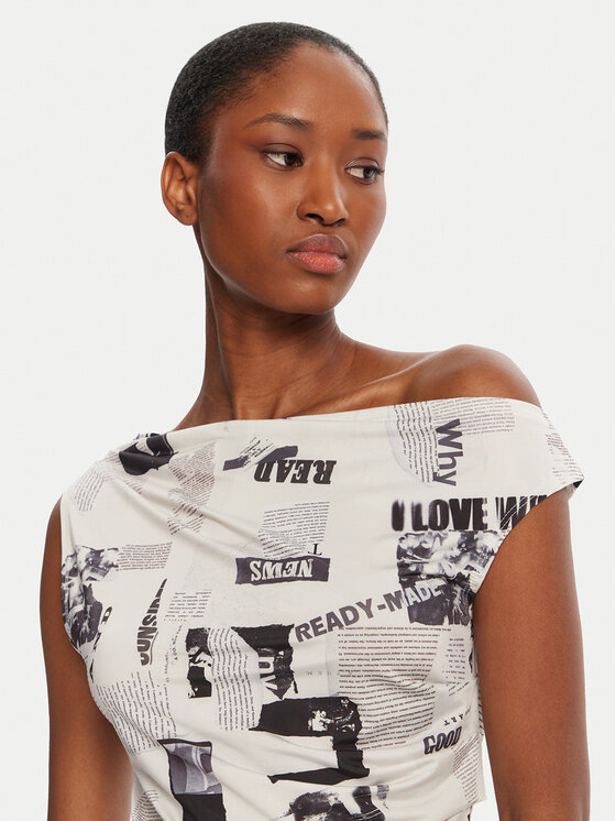 Desigual Desigual Palaidinė Breaking News 25WWTK10 Écru Regular Fit