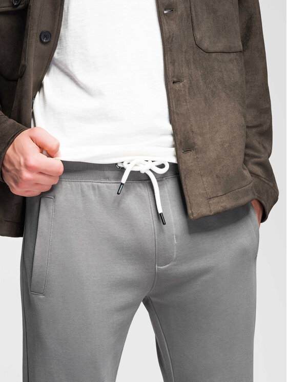 Ombre Ombre Spodnie dresowe OM-PABS-0304 Szary Slim Fit
