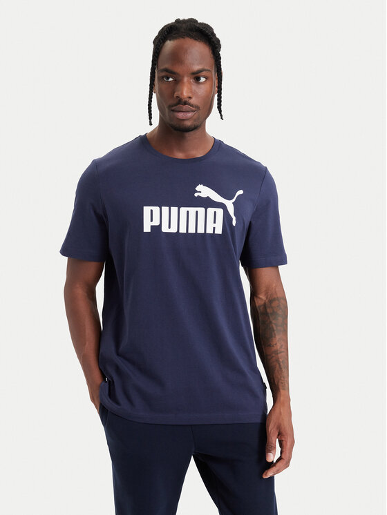 Puma Puma T-särk Ess Logo 586666 Tumesinine Regular Fit