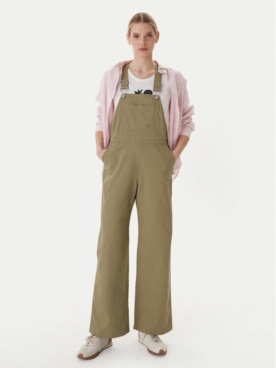 Roxy Roxy Ogrodniczki Trail Blazer ERJWO03027 Zielony Wide Leg