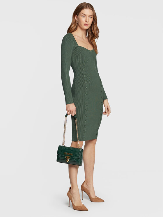 Guess Guess Плетена рокля Bodycon W2BK55 Z2YJ2 Зелен Slim Fit