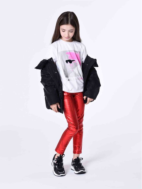 Karl Lagerfeld Kids Hlače Iz Tkanine Z14219 D Rdeča Skinny Fit