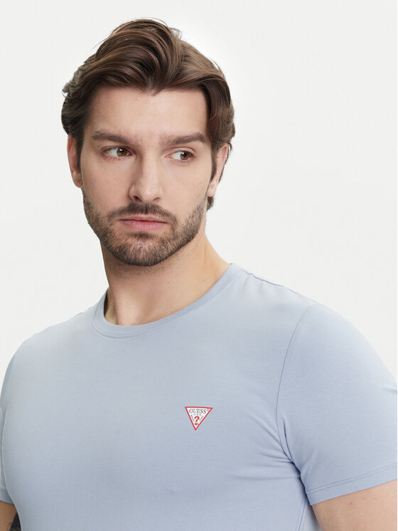 Guess Guess Tricou M2YI24 J1314 Albastru celest Slim Fit