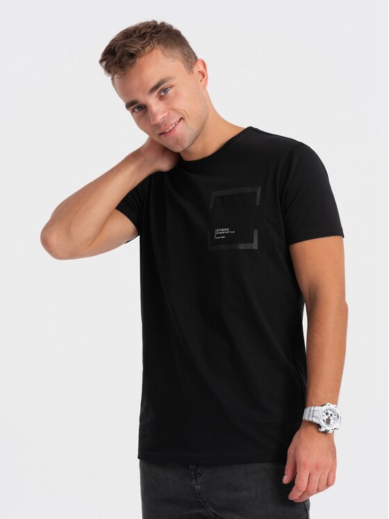 Ombre Ombre T-Shirt OM-TSPT-0154 Černá Regular Fit