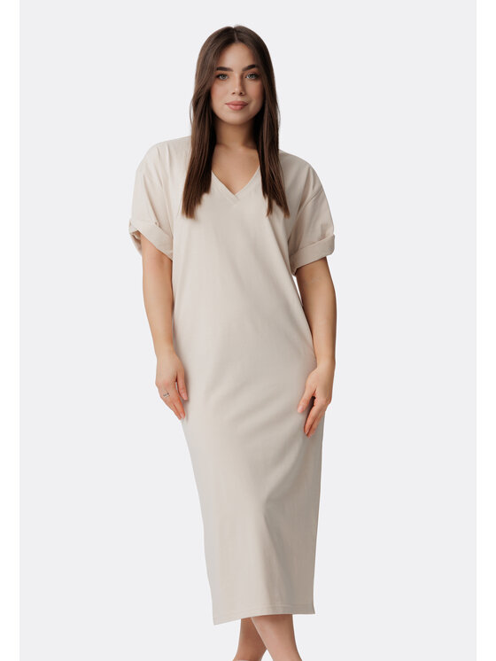 LAURELLA LAURELLA Sukienka codzienna 4SS205 Beżowy Regular Fit