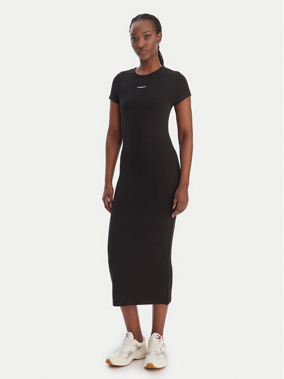 Tommy Jeans Rochie de zi DW0DW22339 Negru Slim Fit