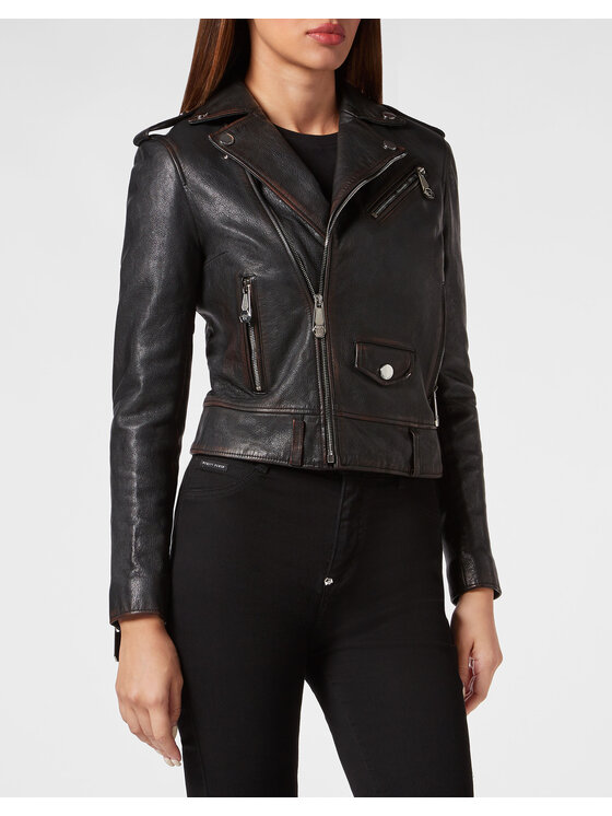 PHILIPP PLEIN PHILIPP PLEIN Kurtka skórzana 15553 Czarny