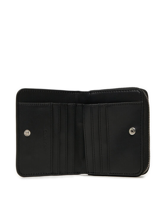 Calvin Klein Calvin Klein Portofel Mic de Damă Ck Must Medium Zip Around_Shiny K60K612847 Negru